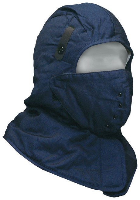 Hard Hat Liner Navy Quilted Cotton w/Face Mask Shoulder Length  90-0-420