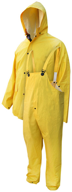 PVC/Polyester Rain Jacket w/Hood & Bib Pants  95-1-601