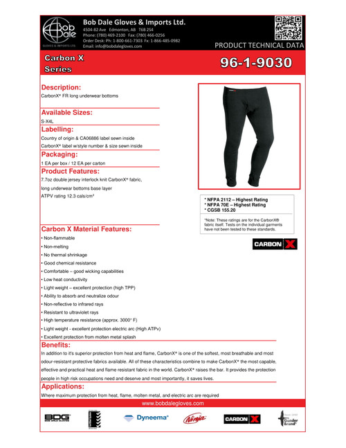 Carbon X® FR Base Layer Pants  96-1-9030