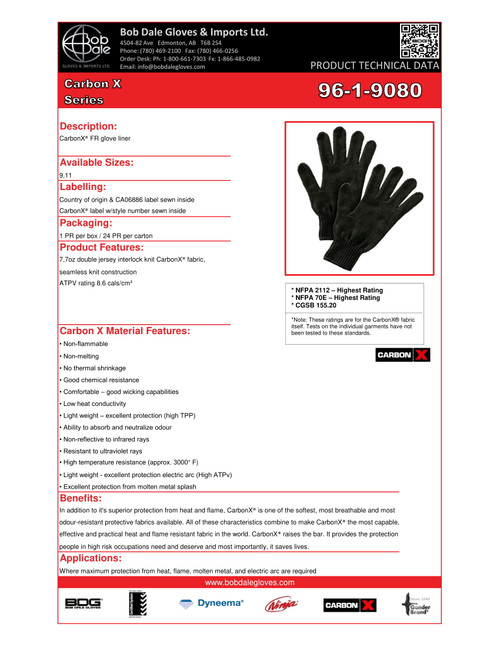 Carbon X® FR Glove Liners  96-1-9080-9