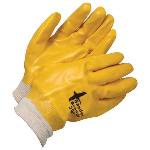 Gander® PVC Single Dipped Cotton Knit Glove Yellow w/White Knitwrist  99-1-302