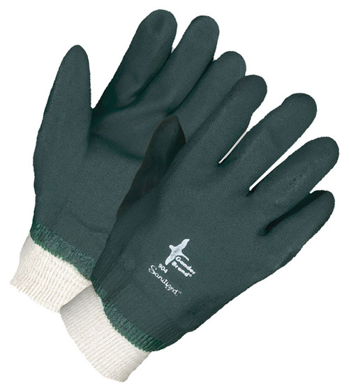 Gander® PVC Double Dipped Fleece Lined Glove Green w/White Knitwrist  99-1-904