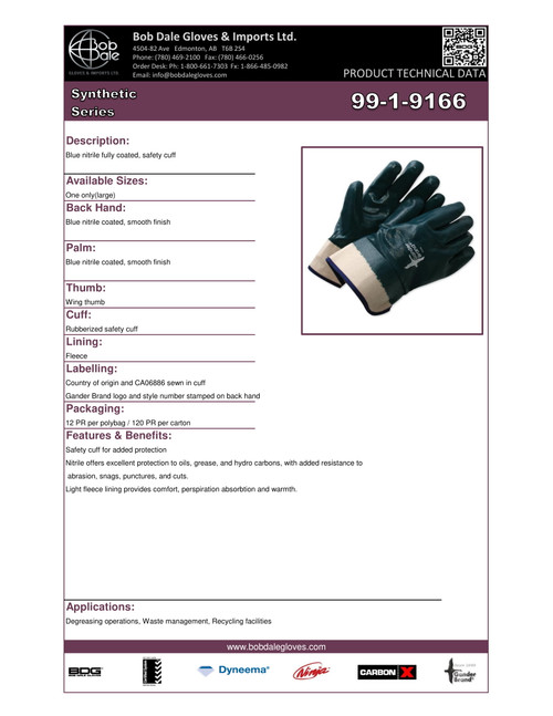 BDG® Synthetic PVC Dipped Fleece Glove  99-1-9166