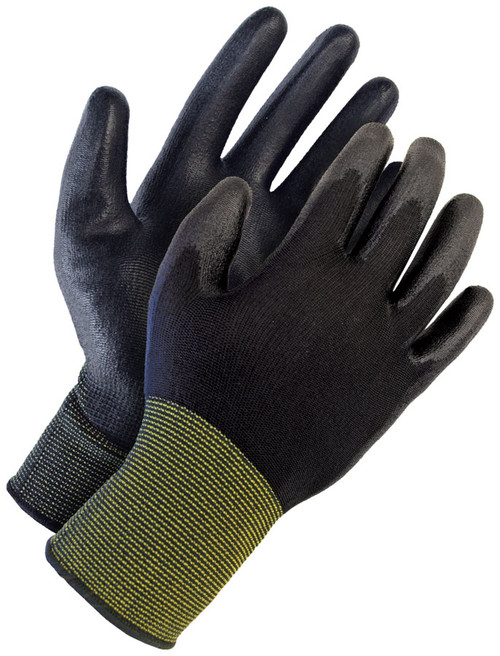 BDG® Synthetic Polyurethane Coated Nylon Knit Glove Black/Yellow Striped Wrist  99-1-9802