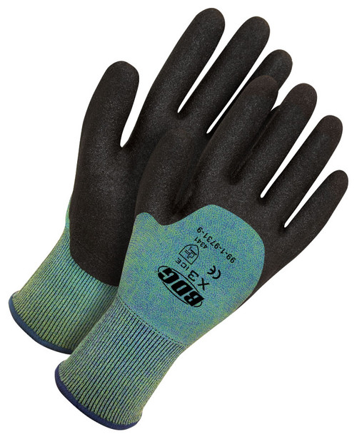 Winter BDG® X3 Ice HPT® Coated Terry Lined Nylon/Fiberglass/Lycra Knit Cut-Rez Glove Teal/Black  99-9-9731