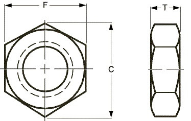 UNF Grade 2 Jam Nut - Plain Steel  329370 - 329650
