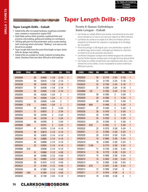 "S" Cobalt Taper Length Drill Bit   DR29119
