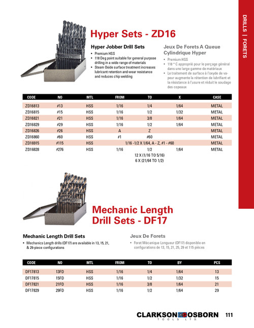 115Pc. #60 - 1/2" HSS Hyper Jobber Drill Bit Set   ZD16915