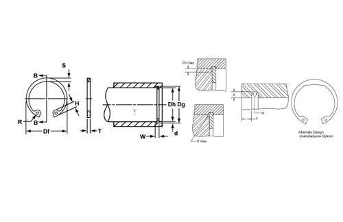 Internal Metric Stainless Standard Retaining Ring  DHO-182-H