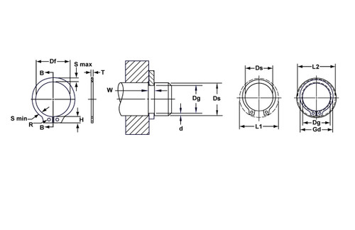 External SAE Phosphated Heavy Standard Retaining Ring  SHR-0098-PA