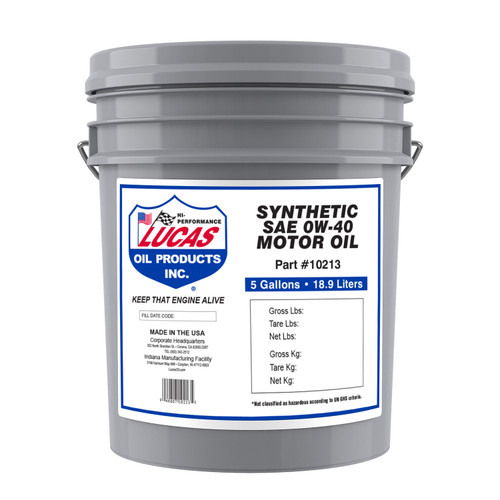 0W-40 Synthetic Motor Oil 18.9L Pail  10213