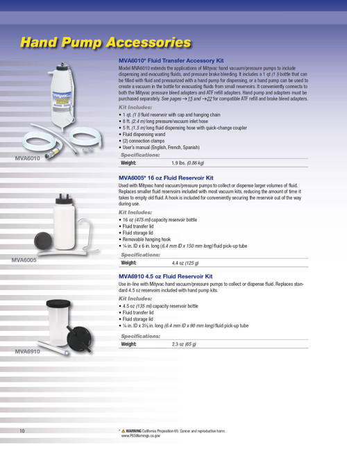 Fluid Transfer Accessory Kit   MVA6010