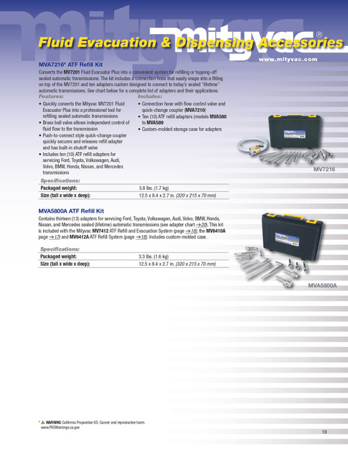 Volvo ATF Refill Adapter   MVA589