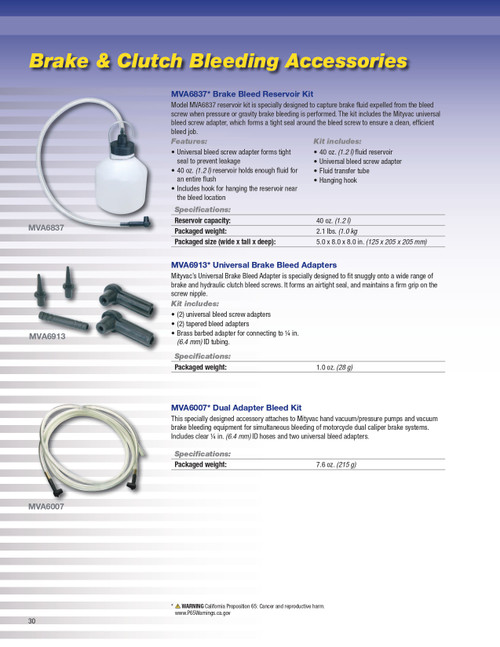 Brake Bleed Reservoir Kit   MVA6837