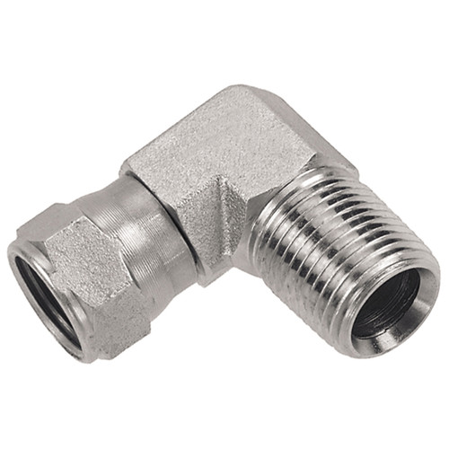 1/2 x 3/8" Steel Male NPT - Female 37° JIC 90° Elbow  0596-08-06