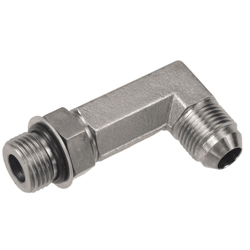 7/8"-14 x 5/8" Steel Male ORB - Male 37° JIC 90° Long Drop Elbow  1195XL-10-10