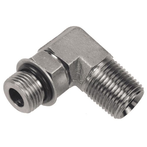 1-1/16"-12 x 3/4" Steel Male ORB - Male NPT 90° Elbow  1196-12-12