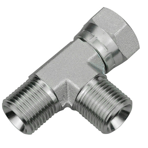 1/4 x 1/4 x 1/4" Steel Male BSPP - Female BSPP - Male BSPP Tee   26T3636-04-04
