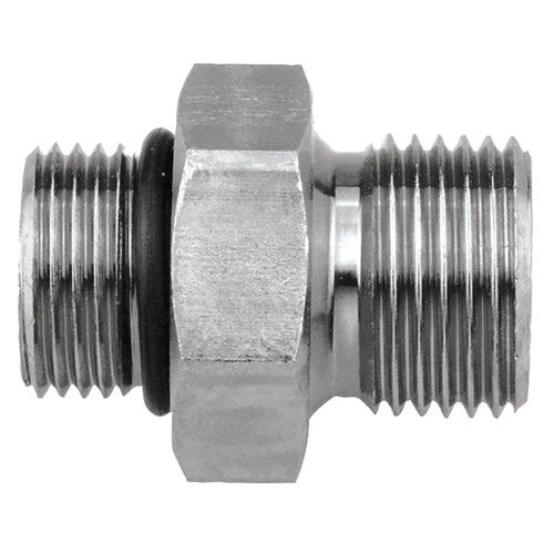 7/16"-20 x 1/4" Steel Male ORB - Male BSPP Connector   36011-04-04