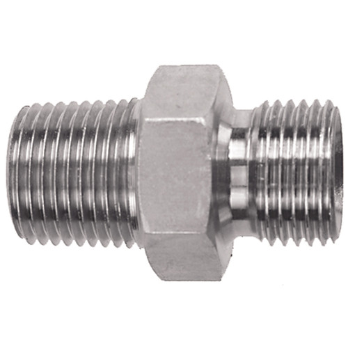 1-1/2 x 1-1/4" Steel Male NPT - Male BSPP Hex Nipple   36016-24-20