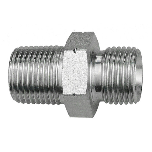 1-1/2 x 1-1/2" Steel Male BSPT - Male BSPP Hex Nipple   36038-24-24