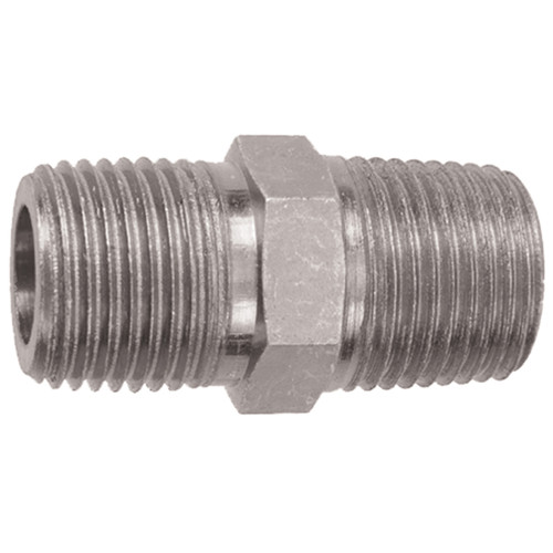 1/4 x 1/4" Steel Male BSPT - Male BSPT Hex Nipple   38038-04-04
