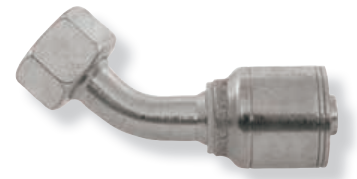 1/4 x M12-1.5 Pulsar 4200 Series Hose Crimp - Female Metric Swivel 45° Elbow  42463L-06-04