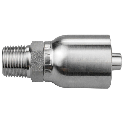 1/4 x 1/4" Pulsar Stainless Steel 4300 Series Hose Crimp - Male NPT  4316SS-04-04