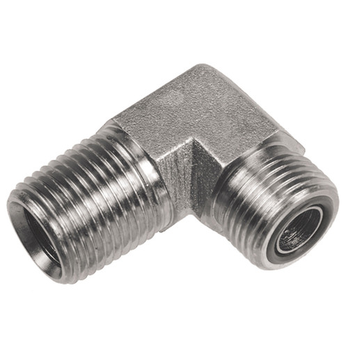 1/4 x 11/16"-16 Steel Male NPT - Male ORFS 90° Elbow  93916-04-06