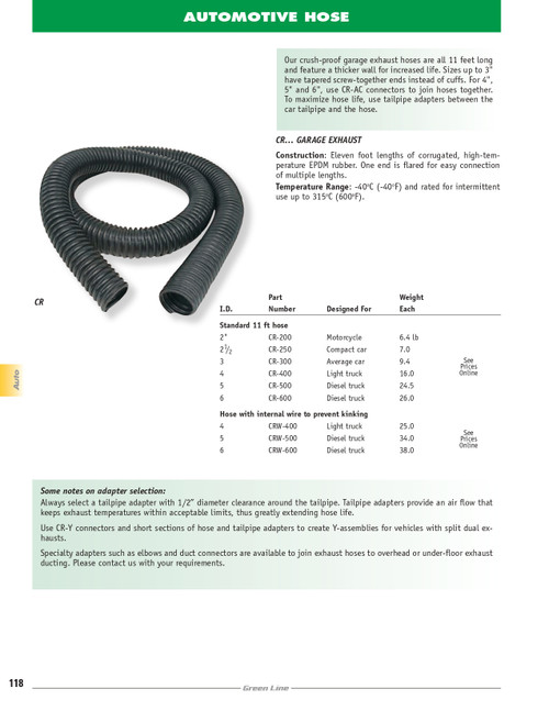 2" x 11' Garage Exhaust Hose    CR-200