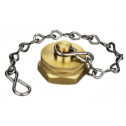 3/4"-11.5 Brass Water Hose Cap w/ chain  G0700B-WC