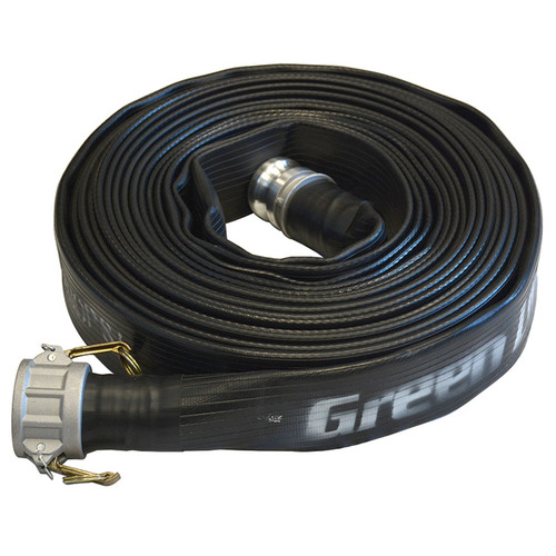 1-1/2" x 50' Black Dragon Lay-Flat Discharge Hose Assembly   G1372-150CE50