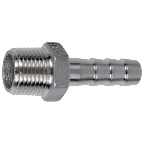 1/4 x 1/4" Stainless Steel 316 Hose Barb - Male NPT  G21SS-025-025