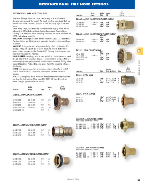 1-1/2 x 1-1/2" Brass NST Pin Female - Hose Barb  G32BNST-150