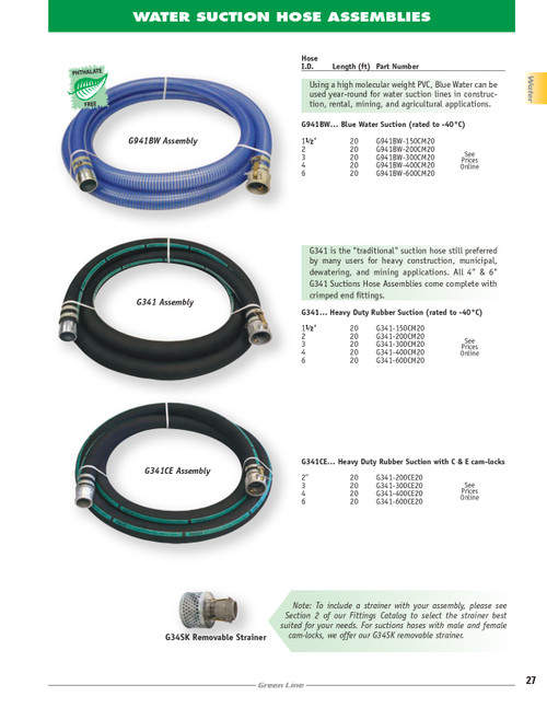 4" x 20' Heavy Duty Rubber Suction Hose Assembly   G341-400CE20