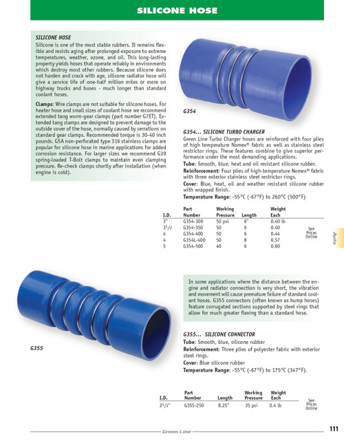 2-1/2 X 8.25" Silicone Connector Hose   G355-250