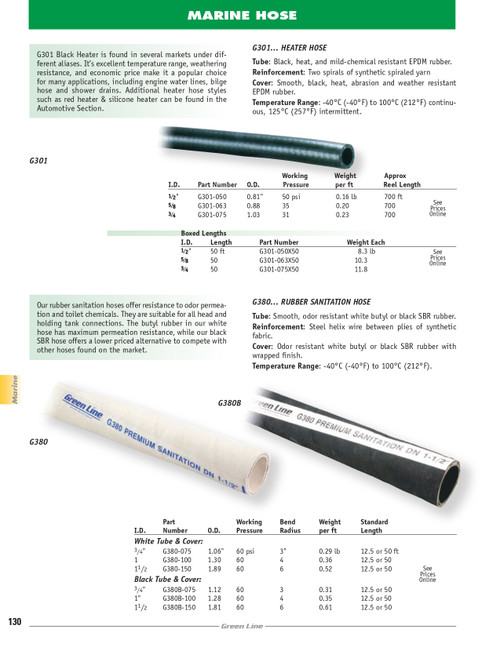 1-1/2" Premium Black Rubber Sanitation Hose   G380B-150