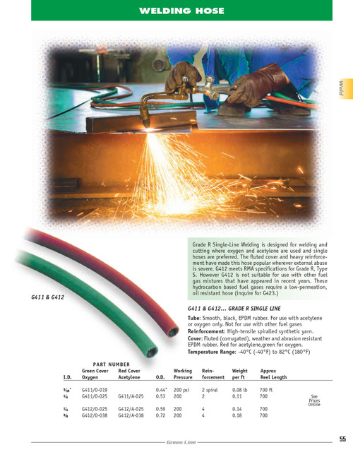 3/16" Oxygen Grade R Welding Hose   G411/O-019