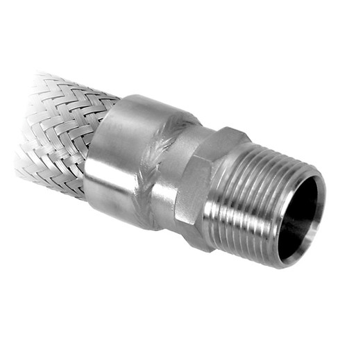 3/4 x 3/4" x 12" Stainless Steel Hose Assembly w/ Male Hex NPT Ends   G521-075HH-12