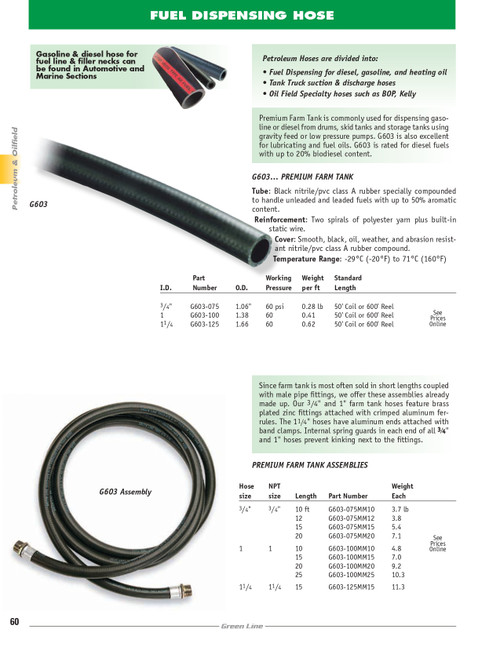 1 x 1" x 20' Premium Farm Tank Hose Assembly   G603-100MM20