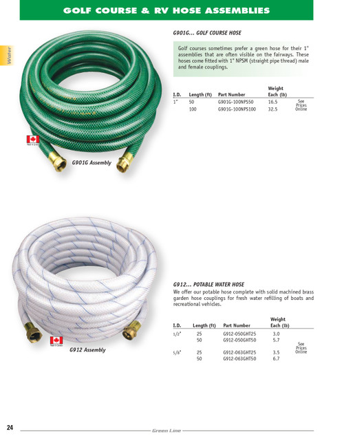 1" x 50' Golf Course Hose Assembly    G901G-100NPS50