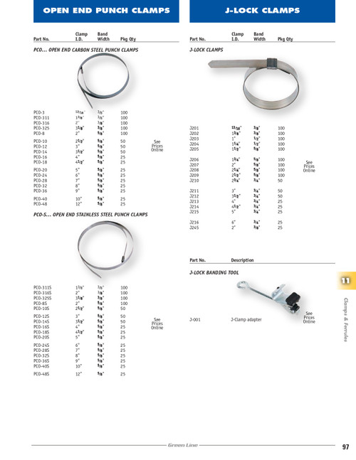 3-1/2" Stainless J-Lock Clamp   J212
