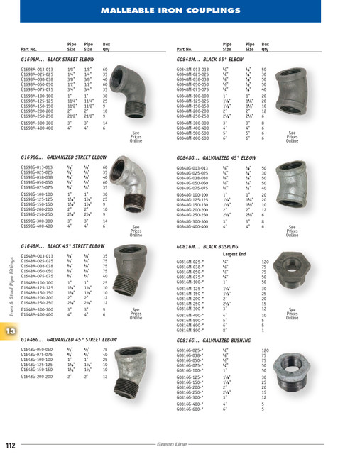2-1/2" Sch. 40 Black Iron Female NPT 45° Elbow   G0848M-250-250