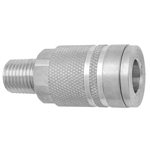 3/8 x 3/8" Stainless Steel Industrial Pneumatic Coupler - Male NPT   C25SS
