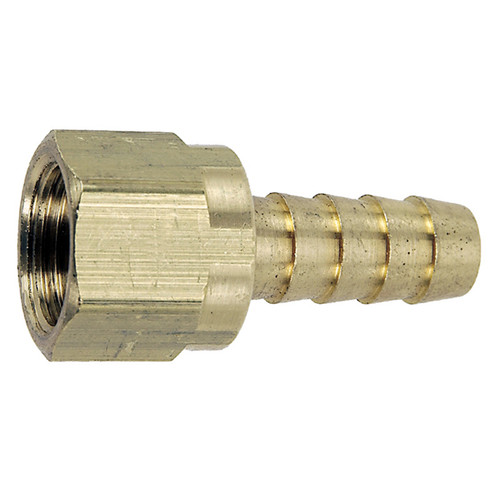 3/8 x 3/8" Brass Hose Barb - Female 45° SAE Flare Coupler   G22SAE-038-038