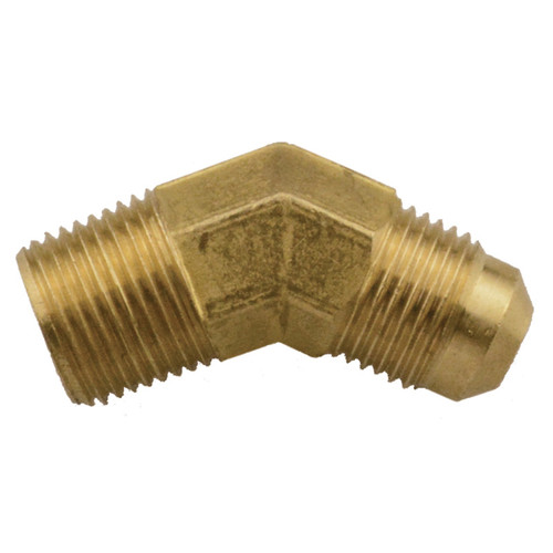 1/4 x 5/16" Brass Male NPT - Male 45° SAE Flare 45° Elbow   G1446-04-05