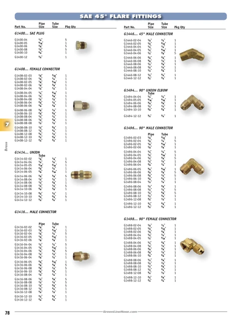 3/8 x 3/8" Brass Male NPT - Male 45° SAE Flare 45° Elbow   G1446-06-06