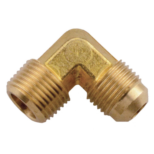 1/4 x 1/2" Brass Male NPT - Male 45° SAE Flare 90° Elbow   G1496-04-08