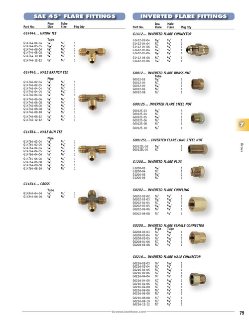 3/16" (3/8"-24) Brass Male 45° SAE Inverted Flare Plug    G1200-03