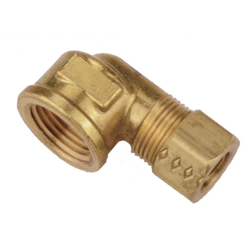 1/8 x 1/4" Brass Female NPT - Compression 90° Elbow   G6098-02-04